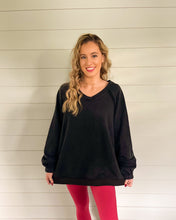 Load image into Gallery viewer, Midnight Rain Black Criss-Cross Back French Terry Sweatshirt
