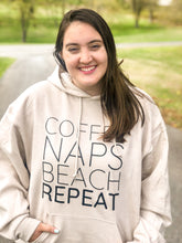 Load image into Gallery viewer, Coffee Naps Beach Repeat Sweatshirt
