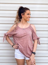 Load image into Gallery viewer, Wildflower Cold-Shoulder Top with Bow Details
