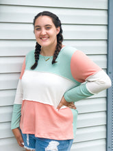 Load image into Gallery viewer, Mint + Peach Soft Summer Sweater
