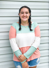 Load image into Gallery viewer, Mint + Peach Soft Summer Sweater
