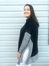Load image into Gallery viewer, Smooth Sailing Black &amp; White Striped Sleeve Top

