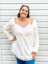 Load image into Gallery viewer, Surf Shop Lacy Off-the-Shoulder Button Down
