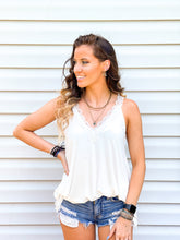 Load image into Gallery viewer, Saturday Sun White Tank With Lace Details
