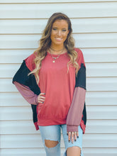 Load image into Gallery viewer, Good For You Color-Block Oversized Pullover
