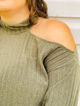 Load image into Gallery viewer, Spiced Apple Open One-Shoulder Turtleneck
