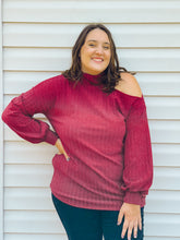Load image into Gallery viewer, Candy Apple Open One-Shoulder Turtleneck
