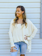 Load image into Gallery viewer, Iced Latte Dreamy Oversized Pointelle Knit Top
