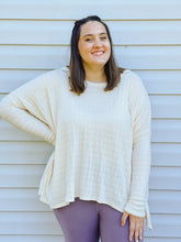 Load image into Gallery viewer, Iced Latte Dreamy Oversized Pointelle Knit Top
