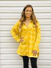 Load image into Gallery viewer, Sunflower Gold Plaid Loose-Fit Shacket

