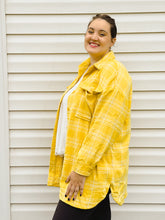 Load image into Gallery viewer, Sunflower Gold Plaid Loose-Fit Shacket
