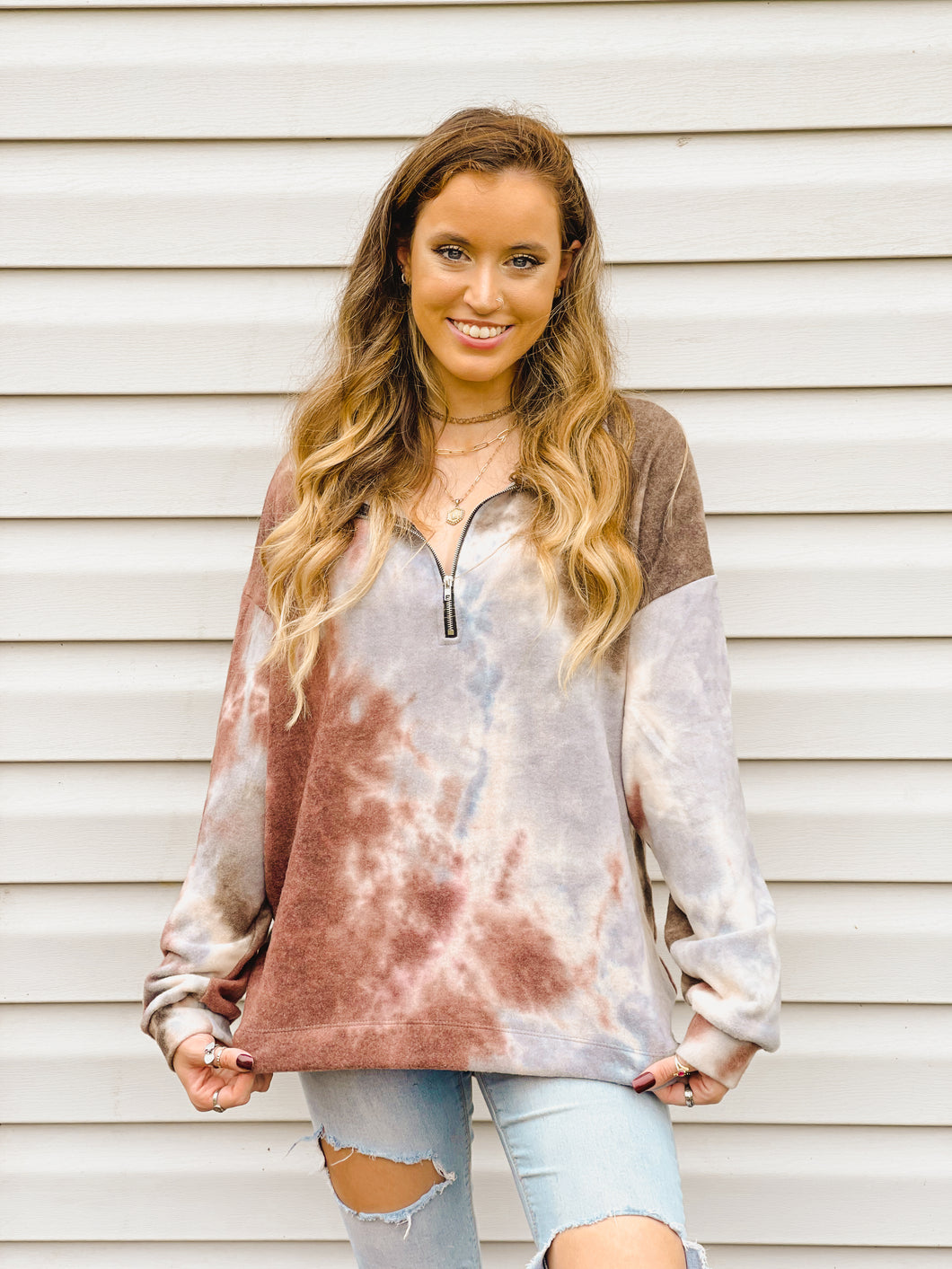 Moment in Time Tie-Dye Quarter Zip Pullover