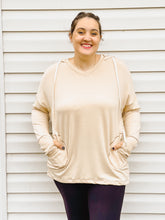 Load image into Gallery viewer, Inside Scoop Taupe Hoodie With Thumb-Holes and Pockets
