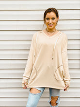 Load image into Gallery viewer, Inside Scoop Taupe Hoodie With Thumb-Holes and Pockets
