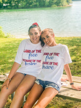 Load image into Gallery viewer, Land of the Free Because of the Brave Glitter Tee
